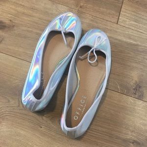 Office London silver holographic pumps